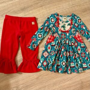 Wildflowers holiday tinsel dress with pants set size 2